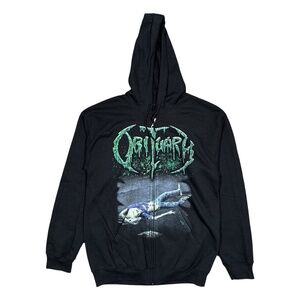 Obituary Slowly We Rot 30th Anniversary Metal Band Zip Hoodie Mens Small